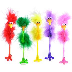 NUOBESTY 12pcs Plastic Ballpoint Pens Furry Ballpoint Pens Cartoon Ostrich Shape Ballpoint Pens for Office Supplies Students (Random Color)