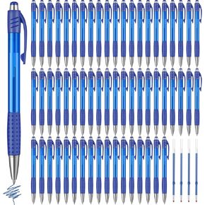 Cholemy 64 Pack Colored Retractable Gel Ink Pens Bulk 0.7mm Fine Point Pens Smooth Writing Click Pens with Comfortable Grip for Journaling Note Taking in School Office(Blue)