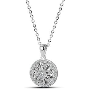 Fine Jewelry Women 925 Sterling Silver Sunflower Pendant Necklace Original Rotating Flower Pinwheel Choker Chain 18" Birthday Gifts for Girls Mom Wife
