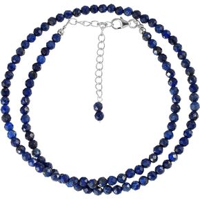 4 MM Natural Gemstone Handmade Beaded Necklace, Faceted Beads Energy Stones, Birthstone, Healing Crystals Women Fashion Jewelry gift