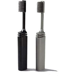 Bamboo Charcoal Folding Toothbrush for Travel Camping Holidays 2 Pack