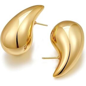 Gold Drop Earrings for Women, Lightweight Waterdrop Open Hoops Hypoallergenic Fashion Jewelry for Women Girls, Gold Plated in Saudi Arabia