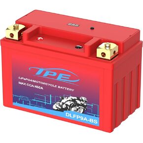 Lithium Motorcycle Battery, YTX9A-BS 12V Lithium Battery with Smart Battery Management System, LiFePO4 Engine Start Battery 4AH 460 CCA Starting Batteries for Motorcycles and ATVs-DLFP9A-BS