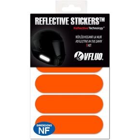 VFLUO - Kit 4 Retro Reflective Stripes Stickers for Motorcycle Helmet - Retro reflective Stickers Technology 3M - High Visibility - Discreet and design - Maximum Grip