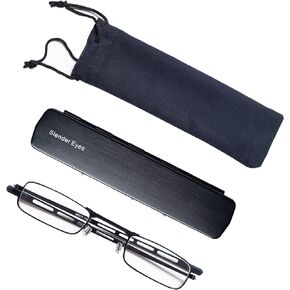 Compact Reading Glasses With Ultra-High Optical Quality Frame and Lenses, Includes Case that Acts as Phone Stand