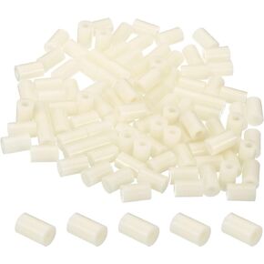 PATIKIL 3.2mm ID x 7mm OD x 11mm L Round Spacers Washers, 100 Pack ABS Plastic Plastic Standoff Gaskets for M3 Hardware Screws Bolts for 3D Printer Electrical Outlet, Beige