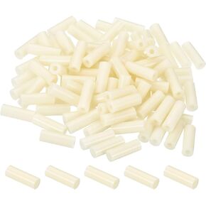 PATIKIL 3.2mm ID x 7mm OD x 11mm L Round Spacers Washers, 100 Pack ABS Plastic Plastic Standoff Gaskets for M3 Hardware Screws Bolts for 3D Printer Electrical Outlet, Beige