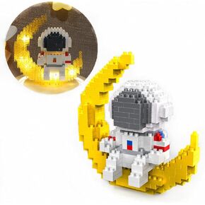 Finger Rock Astronaut Mini Building Sets for Adults, Micro Blocks Cool Small Toys with Led Lighting Kit, Coolest Gifts for Teen 12+ Boys Girls to Build - Compatible with Nano(388 PCS)