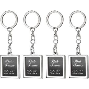 Photo Frame Key Chain Set - 4 Pieces Rectangle Photo Frame Key Chain for Custom Personalized Insert Pictures - Stainless Steel Keychain Suitable for Women and Men