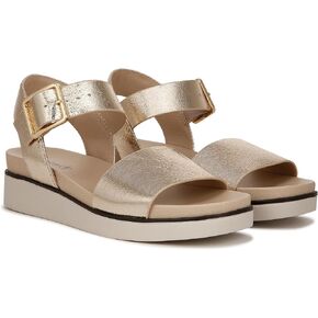 LifeStride Womens Gillian Ankle Strap Flat Sandals Platino Gold 9.5 M
