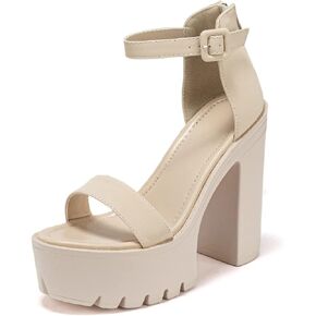 Women High Chunky Block Heels Open toe Ankle Strap Platform Sandals Shoes