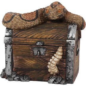 Li'Shay Polyresin Snake Keepsake Treasure Chest Trinket Box - Wooden Designed Jewelry Box