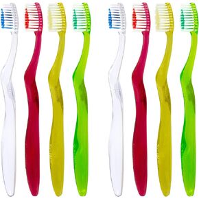 Clarity Expert Manual Toothbrush for Sensitive Gums and Strong Teeth, Made with Food Material, Soft Bristles (Red, Green, Yellow, White) 12 Count (Pack of 1)