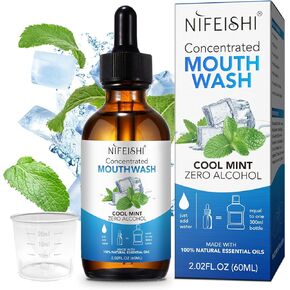 Odor Reduction Mint Concentrated Mouthwash, Travel Size Mouthwash Made with Spearmint Oil and Tea Tree Oil, Helps Freshen Breath Healthy Mouth