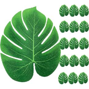 Artificial Big Palm Leaves Plant Kit Fake Monstera Deliciosa Faux Palm Fronds Artificial Tropical Plants Greenery Jungle Hawaiian Luau Party Supplies Wedding Decor Beach Theme Table Decorations