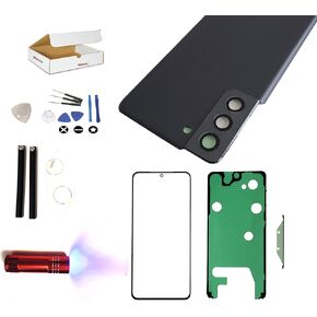 Screen Repair Kit Compatible with Samsung Galaxy S21 / S21 Plus / S21 Ultra - Front Outer Glass Lens + Rear Back Door Housing with Camera Frame Lens Cover Replacement (S21 Phantom Gray)