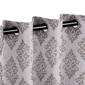 Superior Curtains, Window Treatments, Accents, Drapes Kitchen, Bedroom, Office, Living Room Windows, 6 Grommets, Chic Formal, Venetian Damask Jacquard Embroidered Curtains, Set of 2, 42" x 96", White