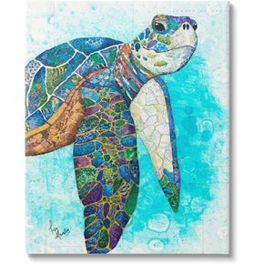 Stupell Industries Bold Aquatic Sea Turtle Pebbled Collage Patterns Canvas Wall Art, Design by Lisa Morales