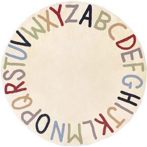 Kids Rug Alphabet Educational Area Rugs for Infant Toddlers - Soft Playtime Collection, Learning & Game Round Carpet for Bedroom Playroom Nursery, Best Shower Gift Colorful(39", Beige)