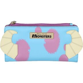 Disney Monsters Inc. Sulley 3D Horns Snap Closure Faux Leather Flap Women's Metal Badge Wallet