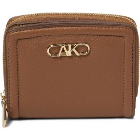 Anne Klein Small AK Bevel Logo Curved Wallet, Chestnut