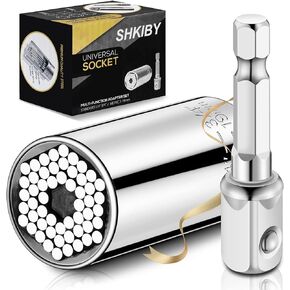 Universal Socket Tool Gift for Men Dad - Socket Set with Power Drill Adapter Cool Stuff, Super Universal Socket Grip Gadgets 1/4'' - 3/4'' (7-19mm), Father's Day/Christmas Unique Gifts for Dad