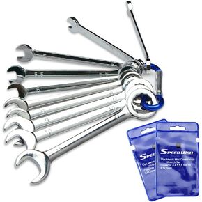 SPEEDWOX Mini Wrench Set Metric SAE Ignition Wrench Sets Open and Box End Wrench Set Small Wrench Set Combination Wrench Sets with Storage Pouches and Key Chains, 4mm-11mm & 5/32"-7/16"