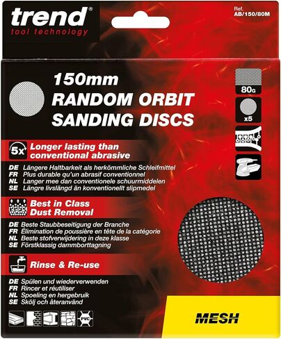 Trend Mesh 6 Inch Random Orbit 80 Grit Abrasive Sanding Discs, AB/150/80M, Pack of 5 in Saudi Arabia