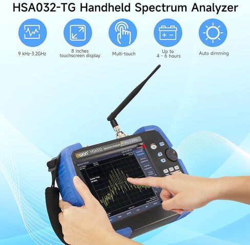 OWON HSA032-TG Handheld Spectrum Analyzer with Tracking Generator,Frequency Range 9 kHz to 3.2 GHz, EMI Pre-Compliance Test Kit with 8 inches IPS LCD Touchscreen Display in Kuwait