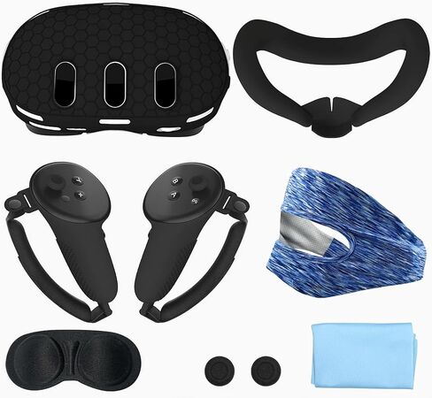 7pcs Accessories Set for Meta Quest 3, Anti-Scratch VR Shell Cover, Face Cover, Button Rocker Caps, Lens Protective Cover, Wiping Cloth, Eye Mask, VR Accessories for Meta Quest 3 in Kuwait