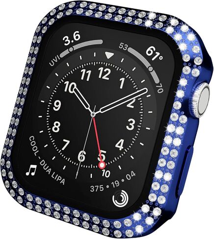 Crystal Diamond Bling Cases Compatible with Apple Watch Series 3 2 1 38mm Accessories Rhinestone Hard PC Tempered Glass Screen Protector Ultra Thin Protective Cover for iWatch Women Men, Pink in Saudi Arabia