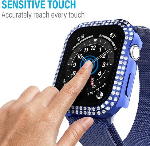 Crystal Diamond Bling Cases Compatible with Apple Watch Series 3 2 1 38mm Accessories Rhinestone Hard PC Tempered Glass Screen Protector Ultra Thin Protective Cover for iWatch Women Men, Pink in Saudi Arabia