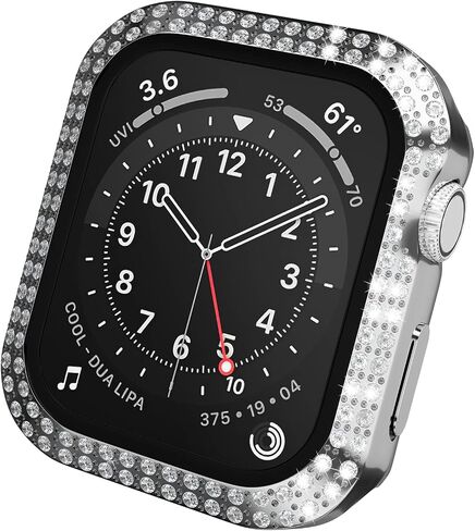 Crystal Diamond Bling Cases Compatible with Apple Watch Series 3 2 1 38mm Accessories Rhinestone Hard PC Tempered Glass Screen Protector Ultra Thin Protective Cover for iWatch Women Men, Pink in Saudi Arabia