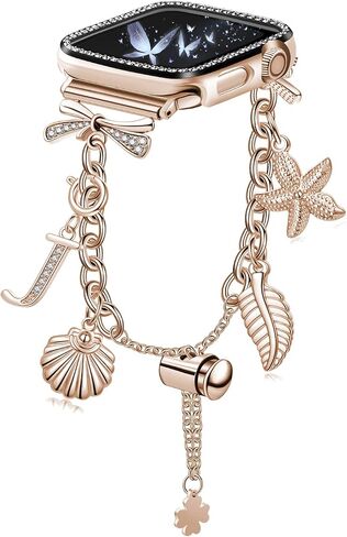 Bling Bracelet Band Compatible with Apple Watch Bands 38mm 40mm 41mm 42mm 44mm 45mm,Adjustable Women Bracelet with Charms for iWatch Series 7/6/5/4/3/2/1/SE in Saudi Arabia