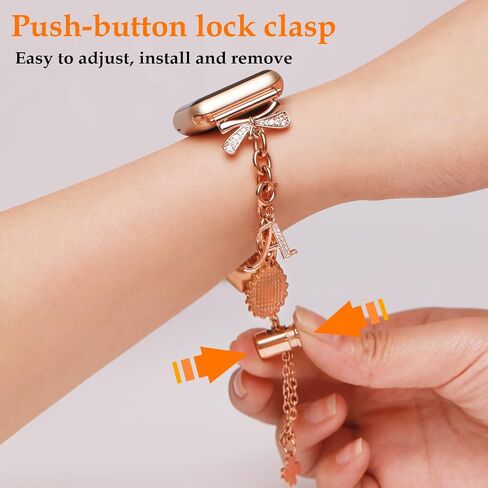 Bling Bracelet Band Compatible with Apple Watch Bands 38mm 40mm 41mm 42mm 44mm 45mm,Adjustable Women Bracelet with Charms for iWatch Series 7/6/5/4/3/2/1/SE in Saudi Arabia