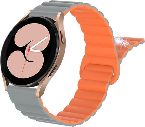 أحزمة حلقة SKYLET متوافقة مع ساعة Samsung Galaxy Watch 4 Watch 5 40mm 44mm/Watch 5 Pro 45mm/Watch 4 Classic 42mm 46mm/Galaxy Active 2/Gear Sport للرجال والنساء، حزام سيليكون 20 مم مع مغناطيس قوي in Kuwait