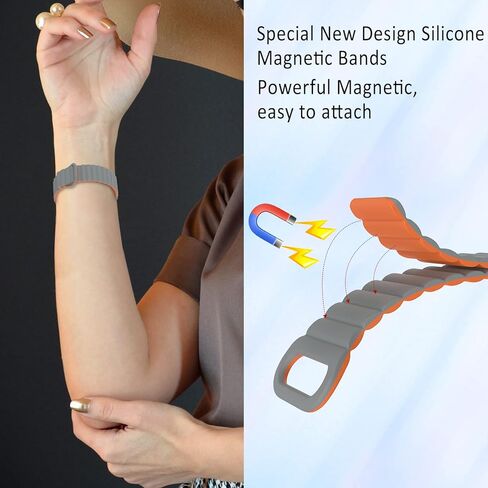 أحزمة حلقة SKYLET متوافقة مع ساعة Samsung Galaxy Watch 4 Watch 5 40mm 44mm/Watch 5 Pro 45mm/Watch 4 Classic 42mm 46mm/Galaxy Active 2/Gear Sport للرجال والنساء، حزام سيليكون 20 مم مع مغناطيس قوي in Kuwait