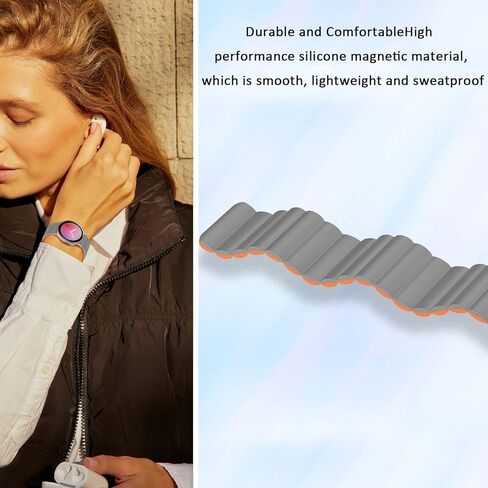 أحزمة حلقة SKYLET متوافقة مع ساعة Samsung Galaxy Watch 4 Watch 5 40mm 44mm/Watch 5 Pro 45mm/Watch 4 Classic 42mm 46mm/Galaxy Active 2/Gear Sport للرجال والنساء، حزام سيليكون 20 مم مع مغناطيس قوي in Kuwait