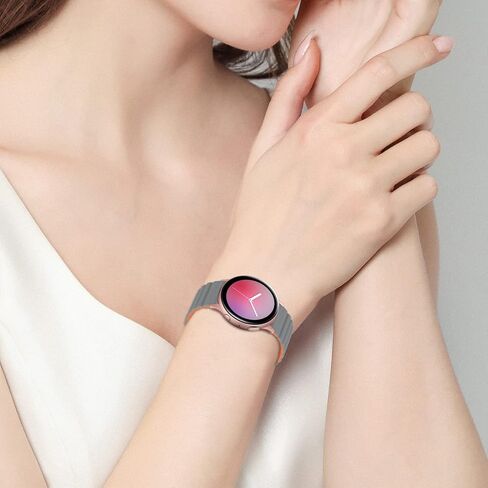 أحزمة حلقة SKYLET متوافقة مع ساعة Samsung Galaxy Watch 4 Watch 5 40mm 44mm/Watch 5 Pro 45mm/Watch 4 Classic 42mm 46mm/Galaxy Active 2/Gear Sport للرجال والنساء، حزام سيليكون 20 مم مع مغناطيس قوي in Kuwait