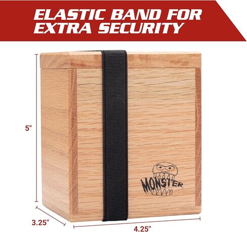 Monster Wooden Deck Box w Strong Magnetic Lid & Security Band- Premium Finish Holds 150 Sleeved Cards- Compatible with Yugioh Commander Magic the Gathering MTG Sports Cards, All Trading Card TCG Games in Saudi Arabia