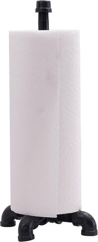 حامل مناشف ورقية صناعية مطلي باللون الأسود من Pipe DÉCOR، ديكور مزرعة المطبخ الريفي، قاعدة معدنية متينة ومجموعة حامل in Kuwait