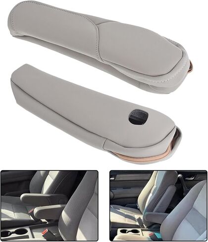 munirater 2Pcs Leather Front Seat Armrest Cover Skin (Gray) Replacement for 2007-2009 Honda CR-V CRV in Saudi Arabia