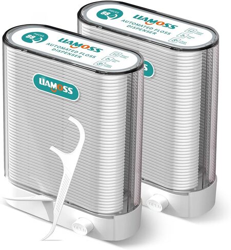 Dental Floss Picks Dispenser 2 Box-Professional Shred Resistant Flossers-176 Count LIAMOSS Superfine Toothpicks Sticks-Unique Sealed Storage-More Hygienic Floss Storage-Adults Best Dental Oral Care in Saudi Arabia