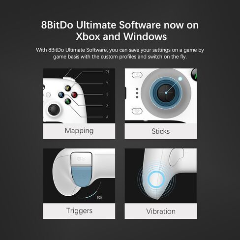 8Bitdo Ultimate Wired Controller for Xbox Series X|S, Xbox One, Windows 10/11, Gamepad with Hall Effect Joysticks, 3.5mm Audio Jack- Officially Licensed (White) in Kuwait