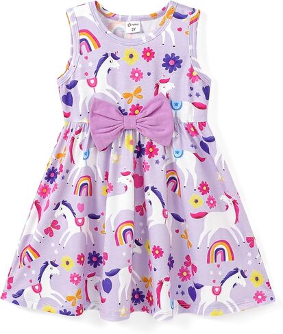 PATPAT Toddler Girl Dress Little Girl Bowknot A-Line Sundress Baby Birthday Beach Dresses 2-6 Years in Saudi Arabia