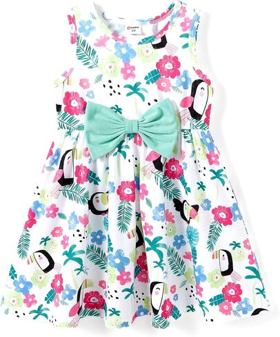 PATPAT Toddler Girl Dress Little Girl Bowknot A-Line Sundress Baby Birthday Beach Dresses 2-6 Years in Saudi Arabia
