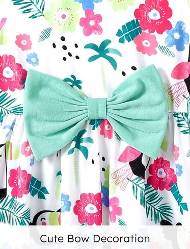 PATPAT Toddler Girl Dress Little Girl Bowknot A-Line Sundress Baby Birthday Beach Dresses 2-6 Years in Saudi Arabia