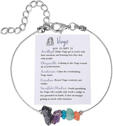 Natural Stone 12 Constellation Raw Zodiac Choker Necklace And Bracelet With Card Healing Chakra Crystals Zodiac Necklace Horoscope Astrology Jewelry in Saudi Arabia