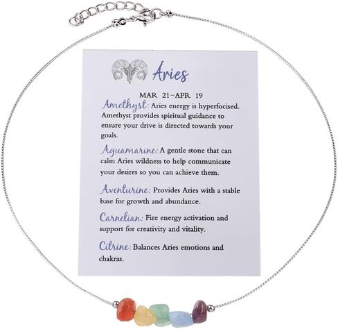 Natural Stone 12 Constellation Raw Zodiac Choker Necklace And Bracelet With Card Healing Chakra Crystals Zodiac Necklace Horoscope Astrology Jewelry in Saudi Arabia
