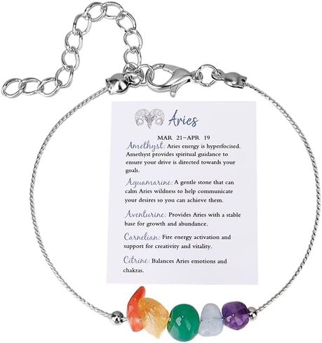 Natural Stone 12 Constellation Raw Zodiac Choker Necklace And Bracelet With Card Healing Chakra Crystals Zodiac Necklace Horoscope Astrology Jewelry in Saudi Arabia